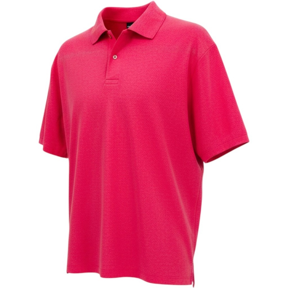 Adidas Golf Shirt Mens Large Coral Pink Collared 3 Button Polo Short Sleeve L
